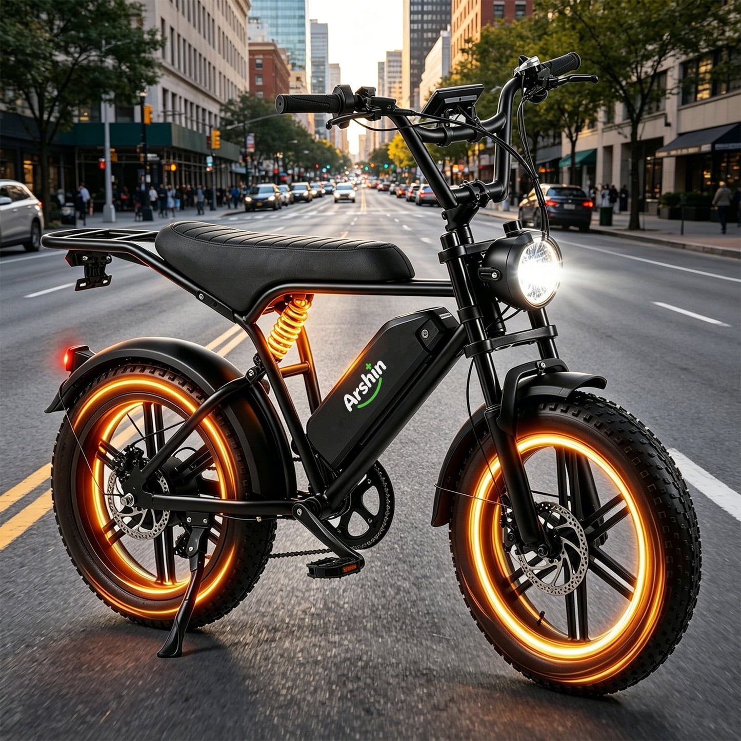 Arshin 20“Fat Tire Electric Bike for Adults,Off-Road Ebike,1500W Peak Motor,28 MPH Max Speed,7-Speed,48V 15Ah Battery,UL2849 Certified,Ages 16+ (Black)