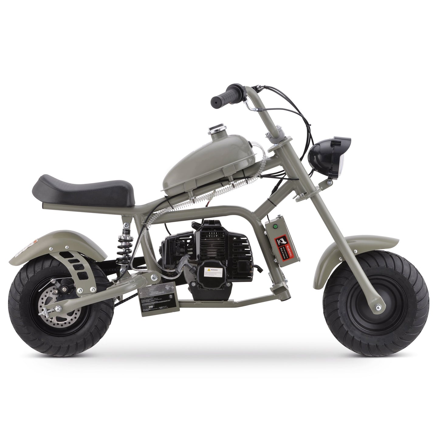 QEASET Gas Mini Chopper Bike, 40CC 4-Stroke Dirt Bike with Big Headlight, Rear Shock Absorber, Metal Frame, Disc Brakes, Max Load 165Lbs, Up to 20Mph, Gary