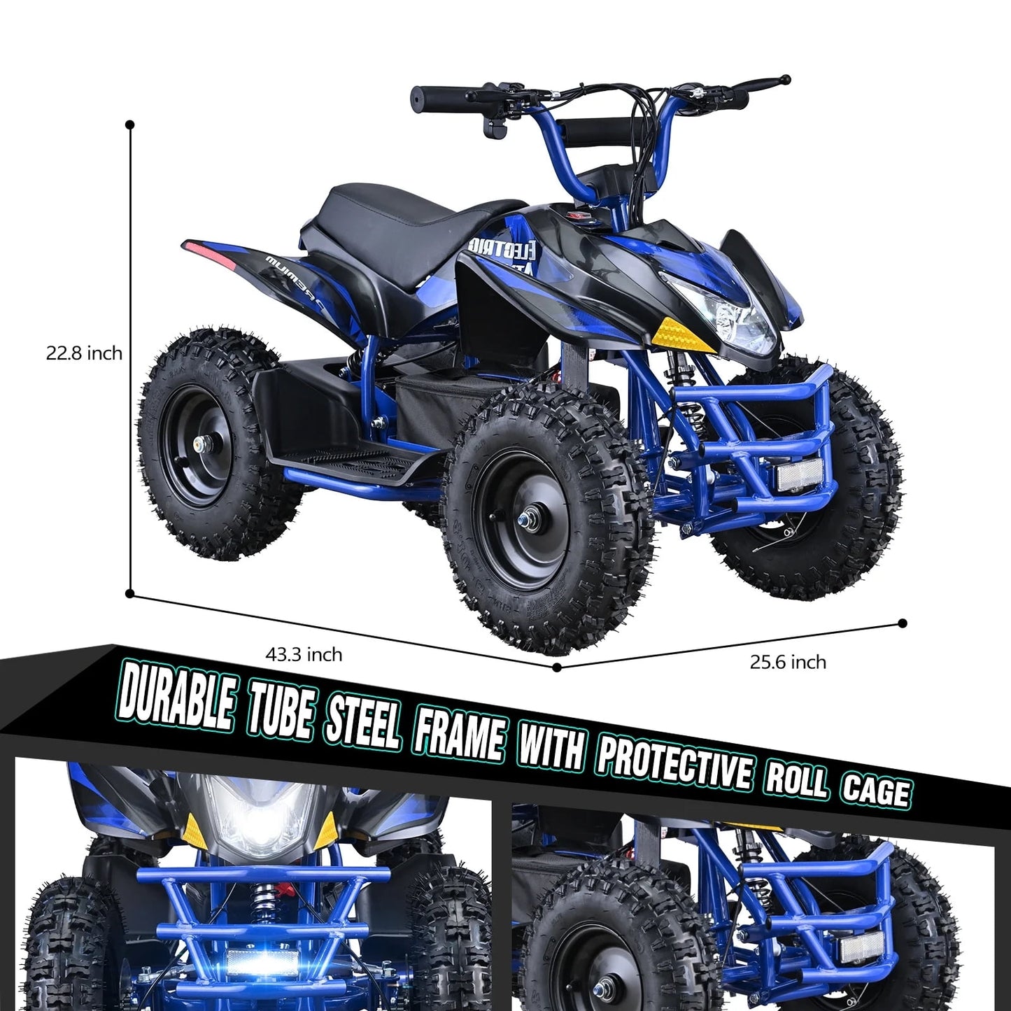 QEASET 500W Sport Ride – 15 mph Speed, 36V Battery, 45–60 Min Run Time, Blue