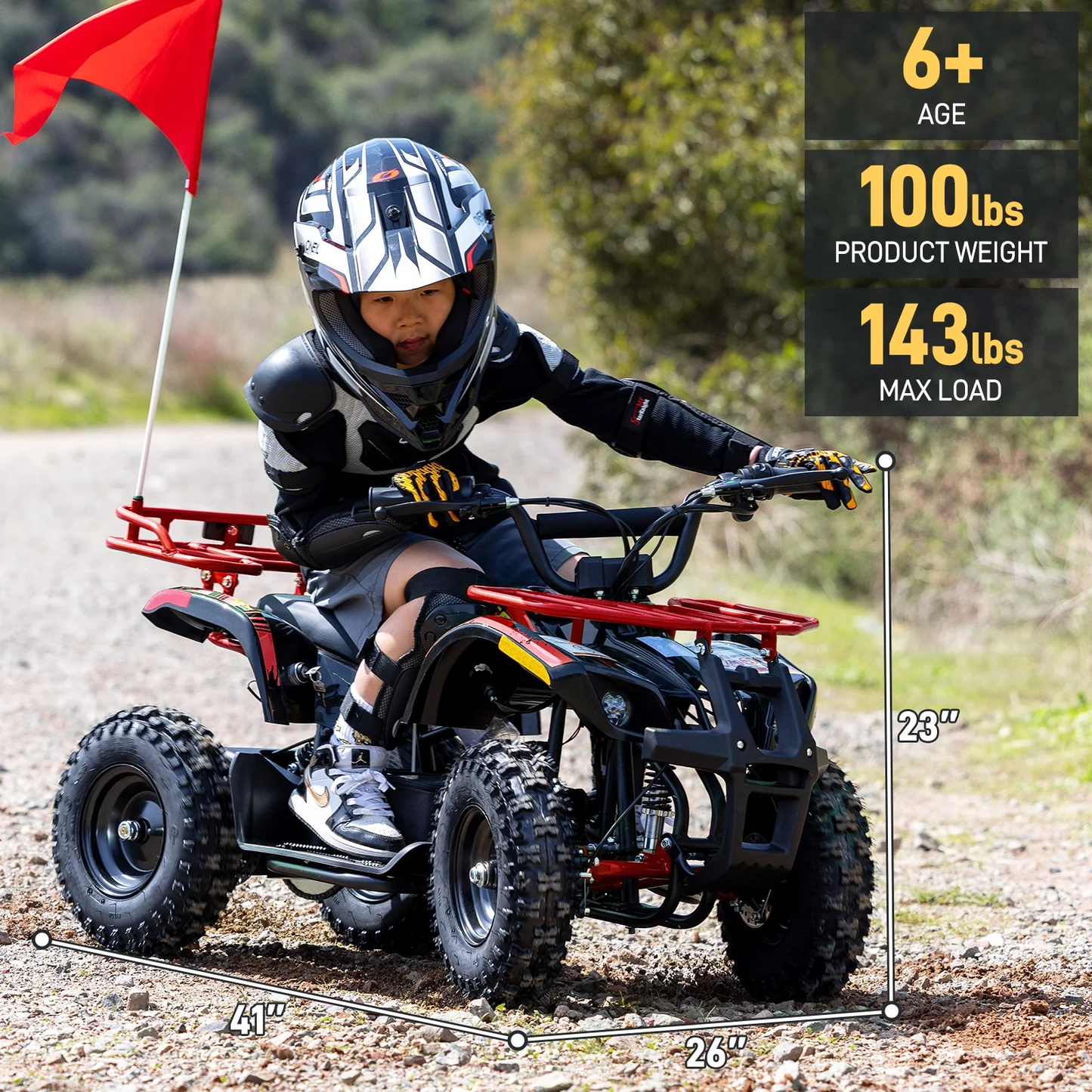 500W 36V Battery Ride-On Off-Road 4-Wheeler – 15-Mile Range, Red
