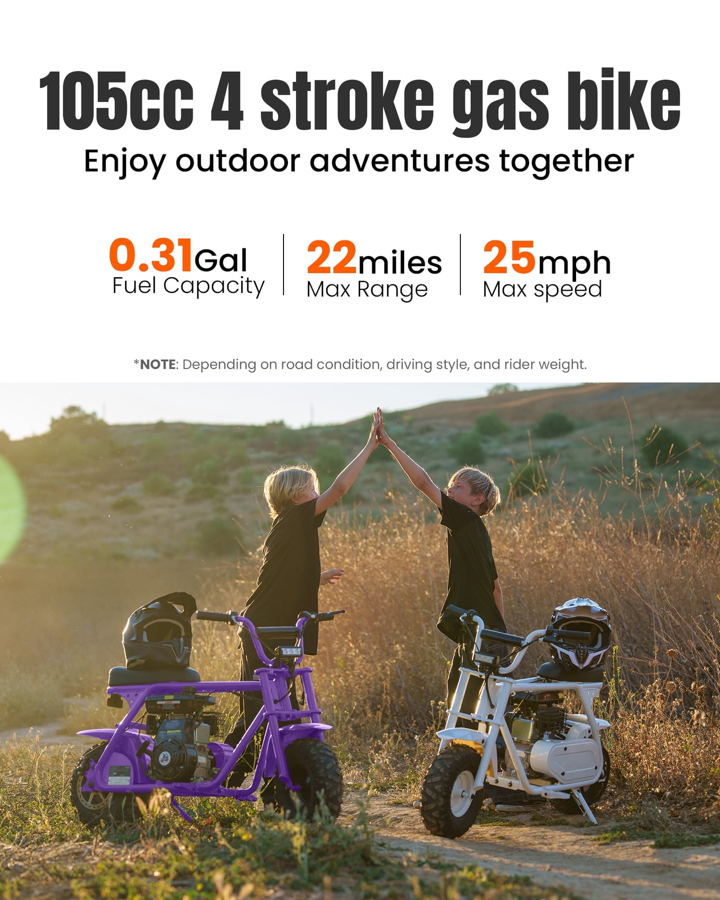 Aoemoe 105cc 4-Stroke Gas Dirt Bike Purple
