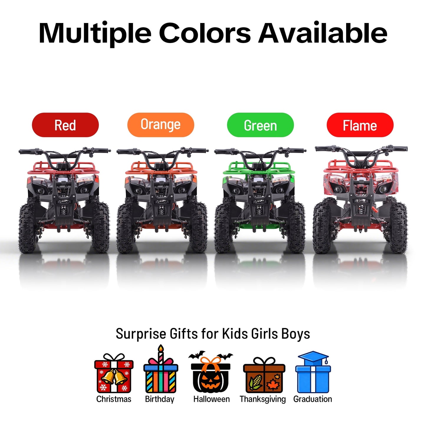 36V Electric 500W Motor 4‑Wheeler with Front & Rear Suspension, IVFJFV Electric 4‑wheel Off‑Road Deep‑Tread Tires & Safety Warning Flag & Bright LED Headlights,Red