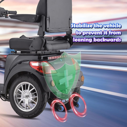 Super Large Electric 4 Wheel Mobility Scooters, Heavy Duty 800W Wheelchair Device, 500 LBS Capacity for Seniors & Adults, Speed Adjust, Remote Key, Receive Ready to Ride.（Red）