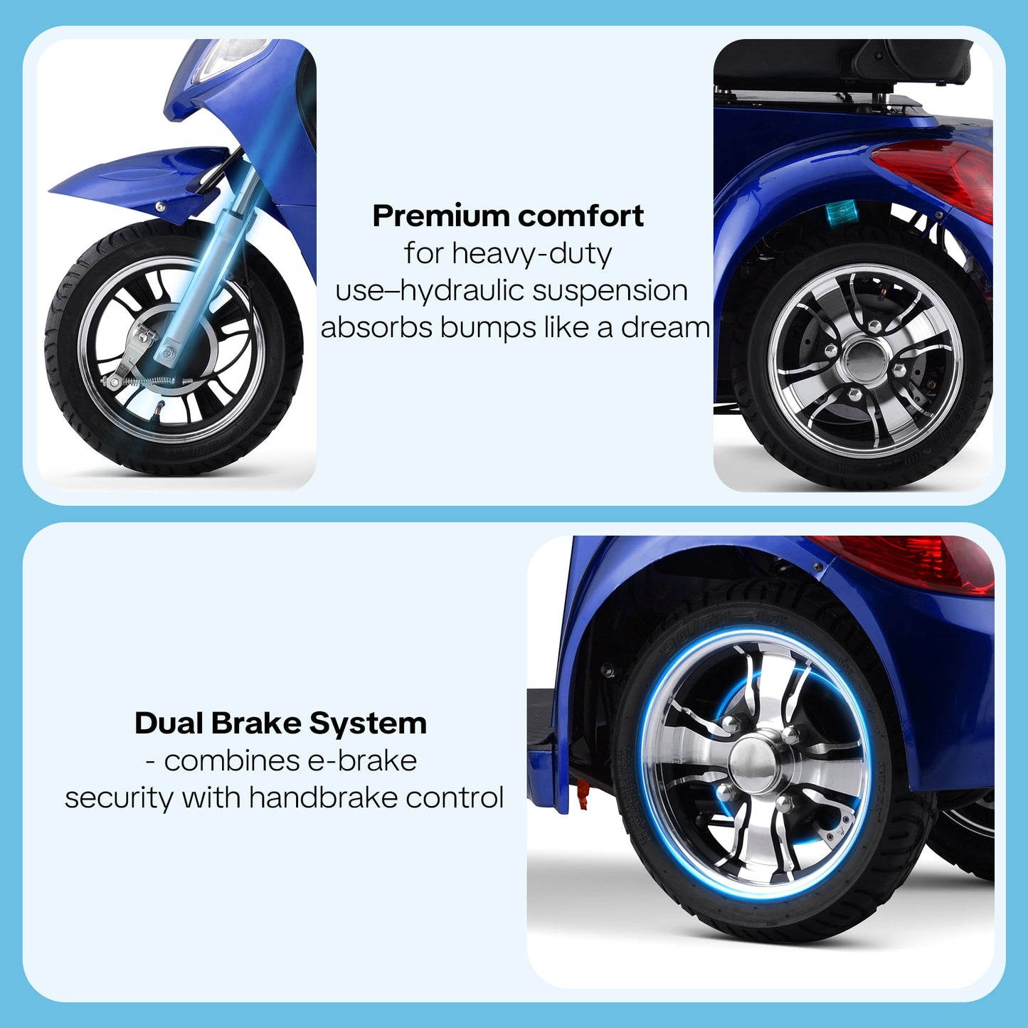 Upgraded Heavy Duty Mobility Scooter for Adults & Seniors - 500 lb Capacity,31-Mile Range,800W Motor for Travel & Outdoors by Arshin,Folds for Storage(Blue)