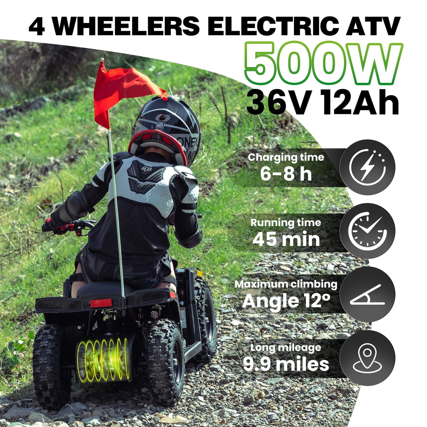 Aoemoe 36V Battery-Powered Ride-On Off-Road Buggy – 2-Speed Parent-Lock, 10-Mile Range ,Blue