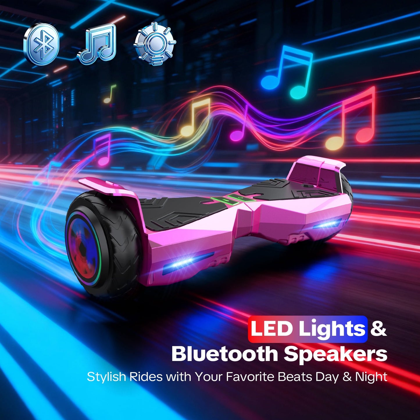 MOSTA All Terrain Self-Balance Scoote ,Electric Scooter Board for Kids & Adults with Bluetooth and Led Lights,6.5 inch,165 lbs capacity Perfect Gift