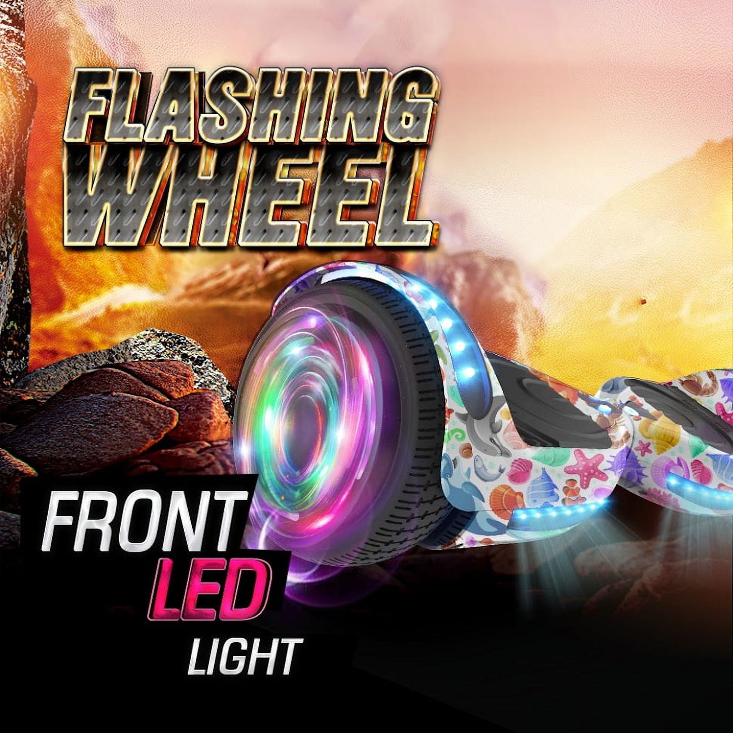 Hoverstar Flash Wheel Hoverboard 6.5 In., Bluetooth Speaker with LED Light, Self Balancing Wheel, Electric Scooter, Sea World