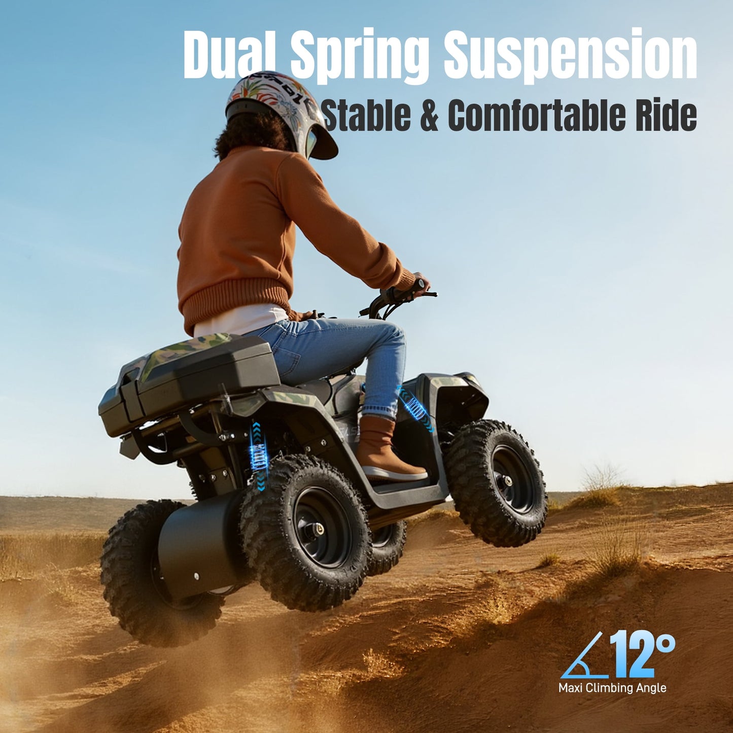 Arshin All-Terrain 4 & Wheelers,Powerful 15.5 mph Variable Speeds,25 Miles Range,Parent Control,Suspension,Disc Brake,Suspension,Perfect Gift(Camouflage)