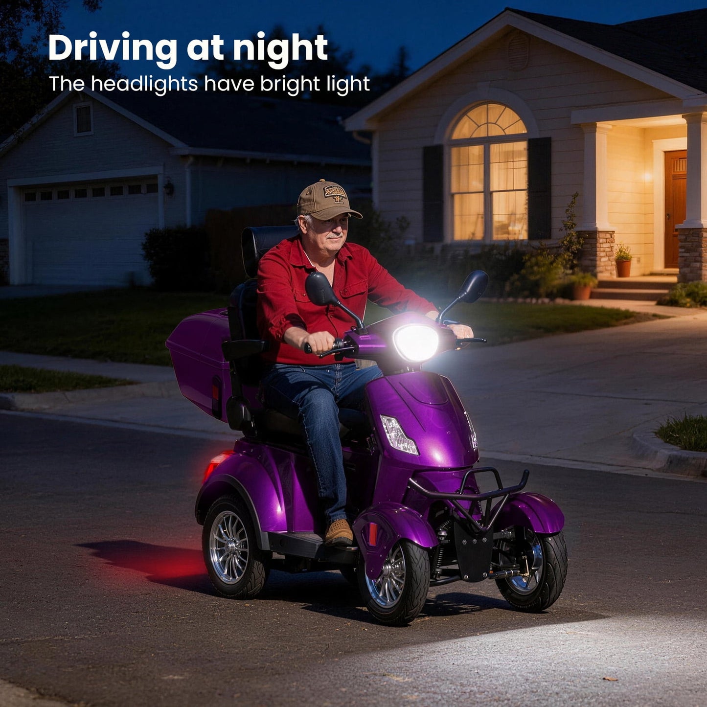 Upgrade Heavy Duty 4 Wheel Mobility Scooters for Seniors & Adults 500lbs Capacity,Arshin 800W All Terrain Fast Mobility Scooter for Travel,Electric Powered Chair,25 Miles Rang,Remote Key(Purple)
