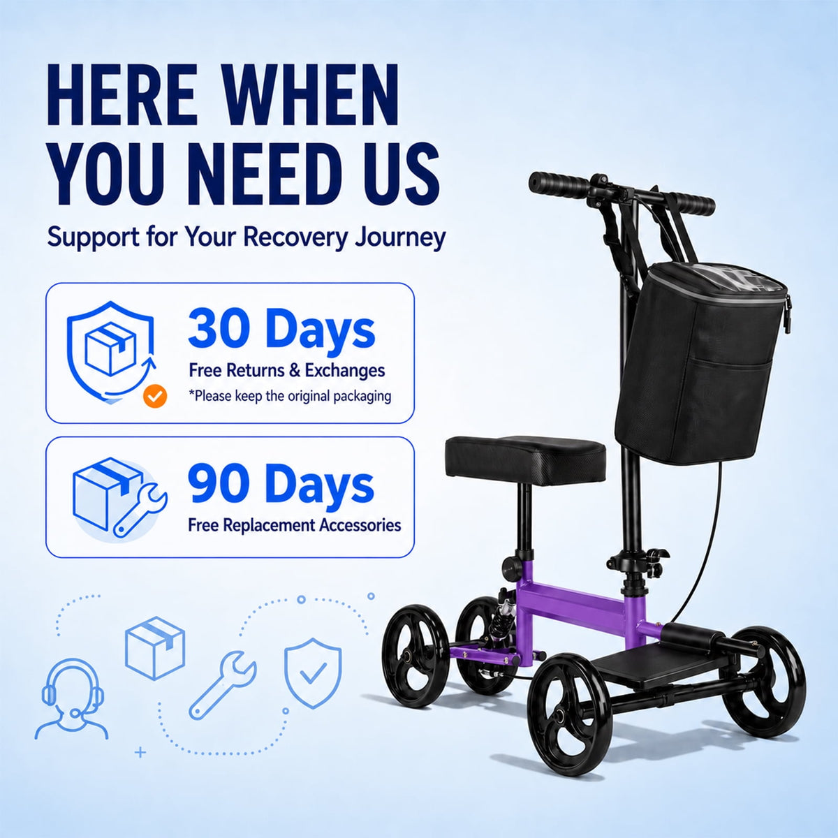 Ostrina Knee Scooter,All Terrain Foldable Knee Scooter Walker,Disc Brake Knee Walker for Foot Injuries,Compact Crutches Alternative