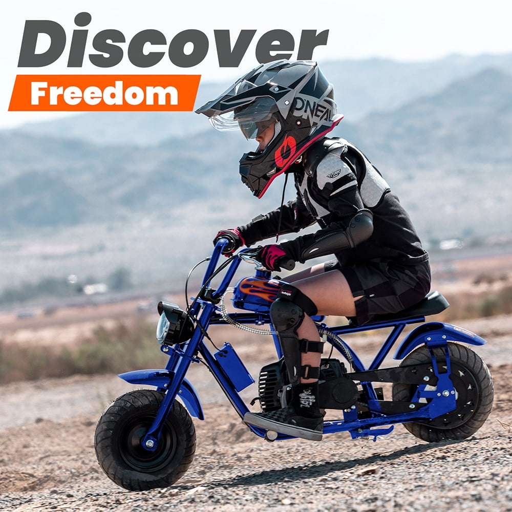 Arshin Gas Dirt Bike,20 MPH Mini Pit Bike with Off-Road Tires & Disc Brakes,Soft Spring Seat,160 Lbs Max Load(Blue)