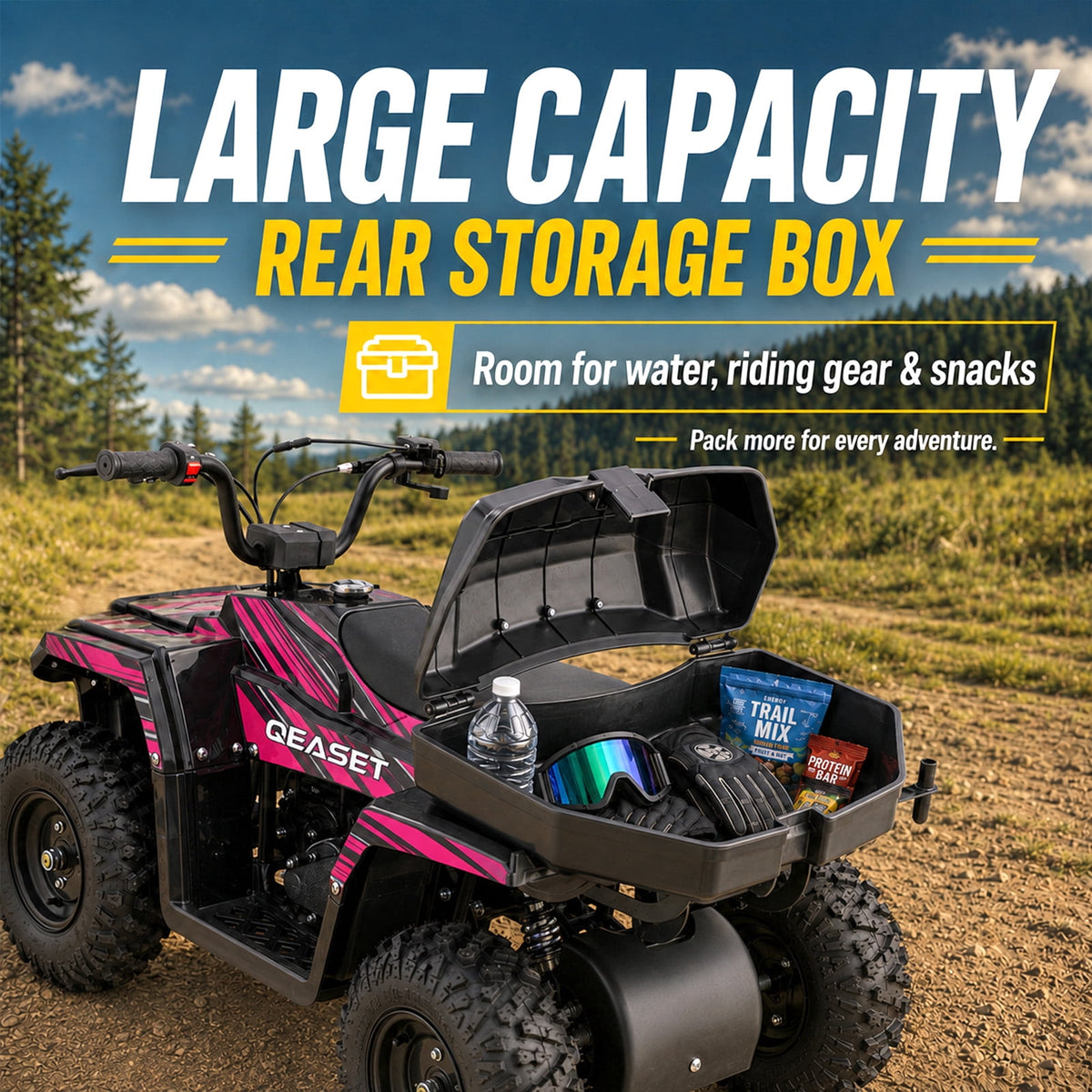 39cc Teen Gas ATV, Gas Powered 4 Wheeler for Teens 13+, 4-Stroke Beginner ATV, Up to 15 MPH, Adjustable Speed, Safety Switches, Front & Rear Brakes - Pink
