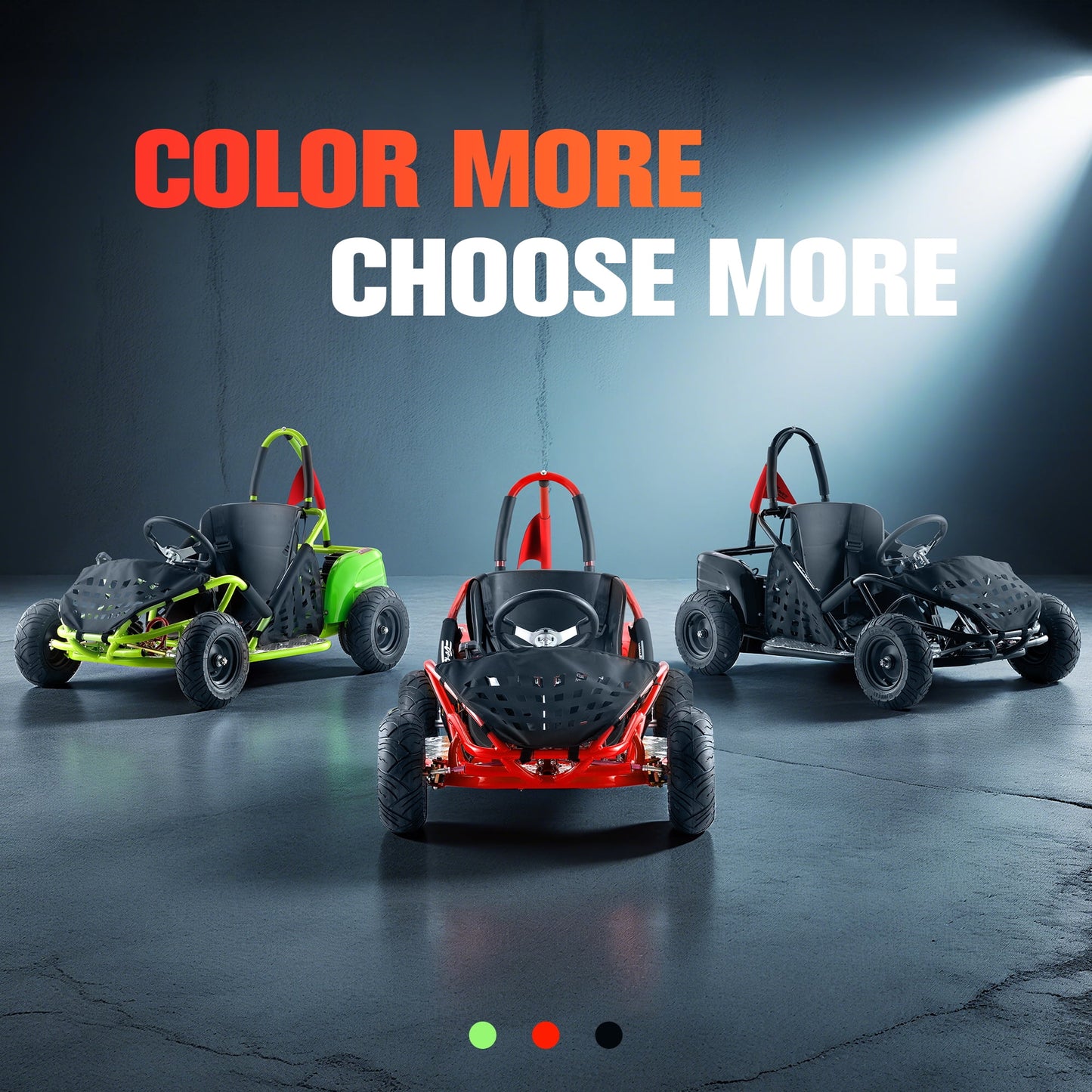 QEASET 48V Electric Go-Kart 1000W Brushless Motor, 20mph Max, 13" All-Terrain Tires, High-Tensile Steel Frame, 4-Point Seat Belt, 3-Speed Control, Hydraulic Disc Brake,Red