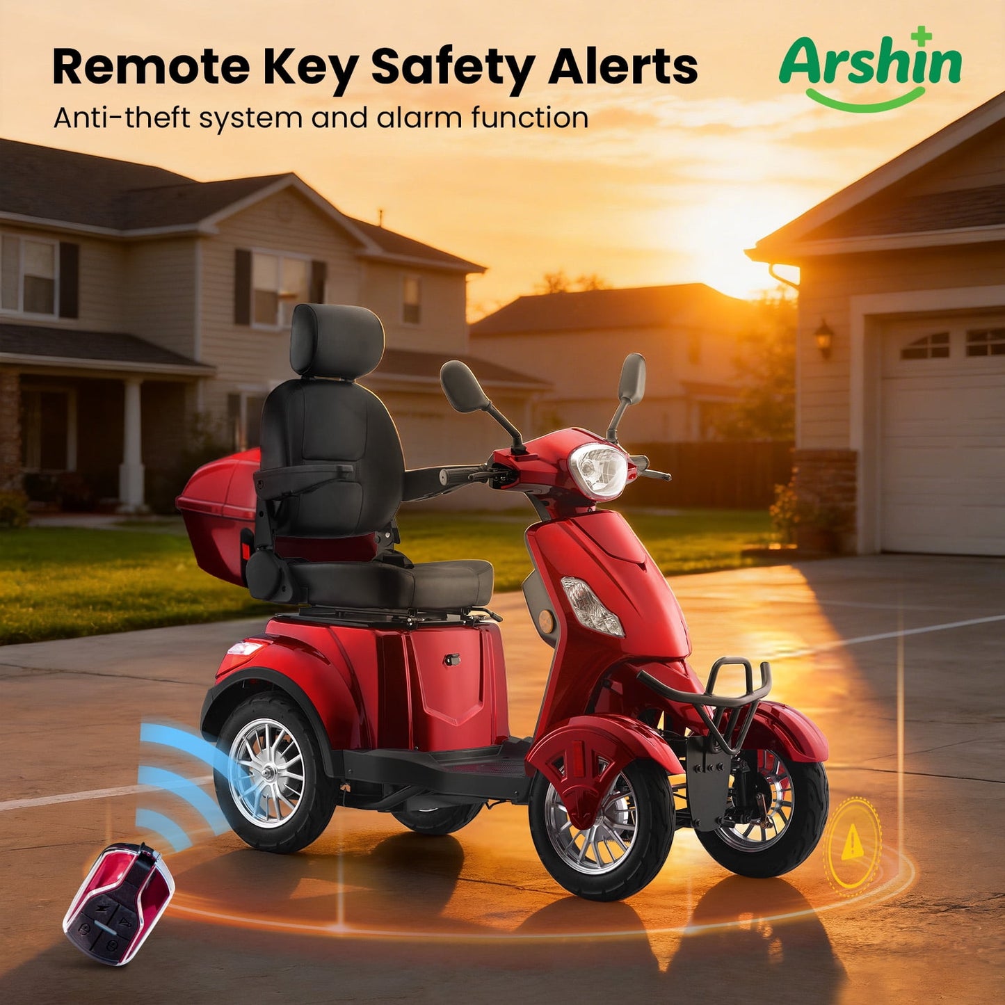 Arshin Mobility Scooters for Seniors & Adults,500lbs Capacity Heavy Duty Electric Mobility Scooters with 4 Wheels,800W Long Range Battery and Speed Adjust Medical Scooter(Red)