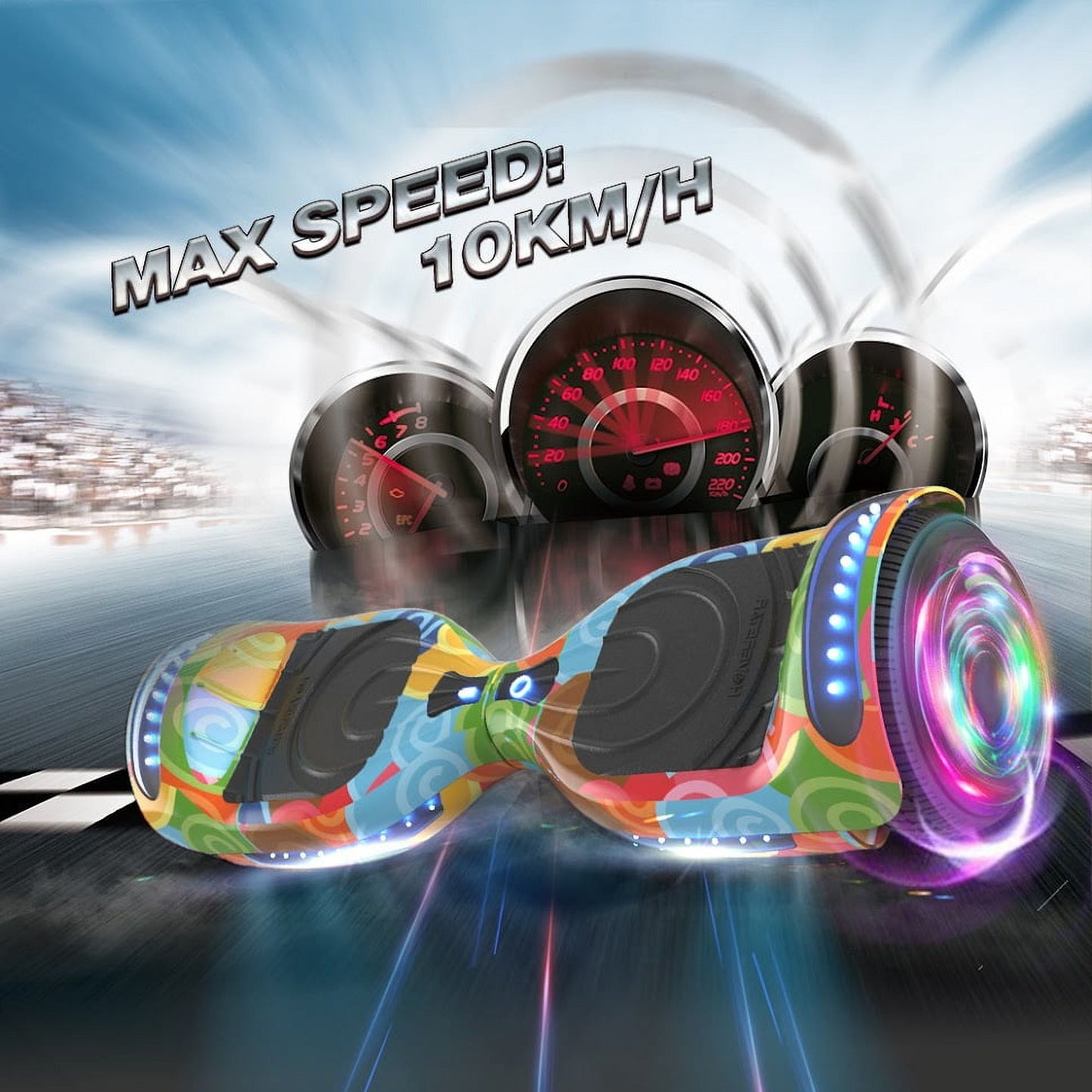 Flash Wheel Hoverboard 6.5" Bluetooth Speaker with LED Light Self Balancing Wheel Electric Scooter, Sweet Gummy