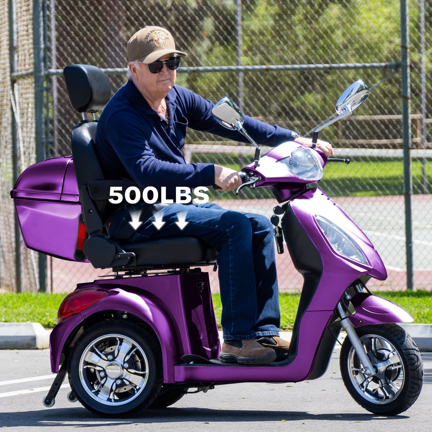 Arshin 3-Wheel Mobility Scooter for Seniors–500 lb Capacity,800W Motor,31-Mile Long Range,15 MPH Top Speed,Premium Comfort Seat,Rear Trunk,No Assembly(Purple)
