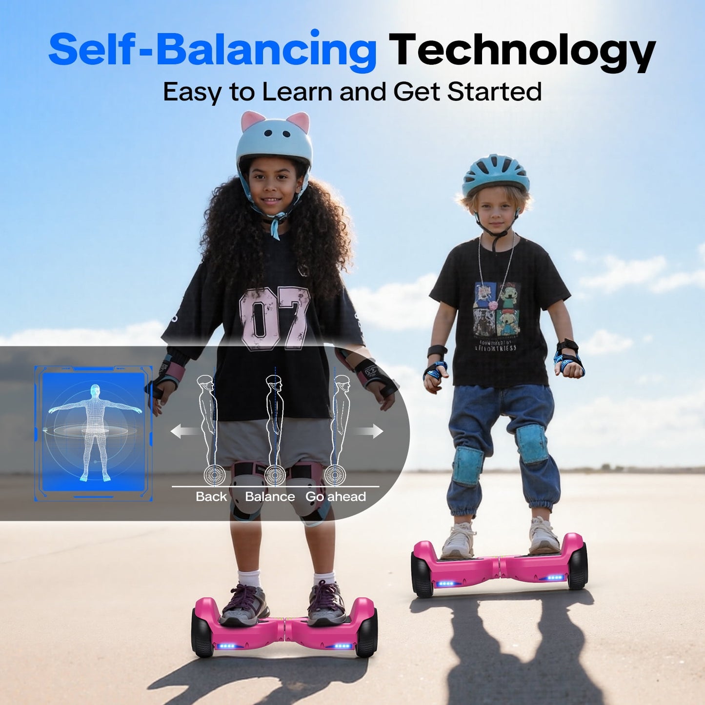 Tcdjtc Hoverboard with 9 Mph Max Speed, Electric Scooter with Bluetooth Speakers and LED Lights