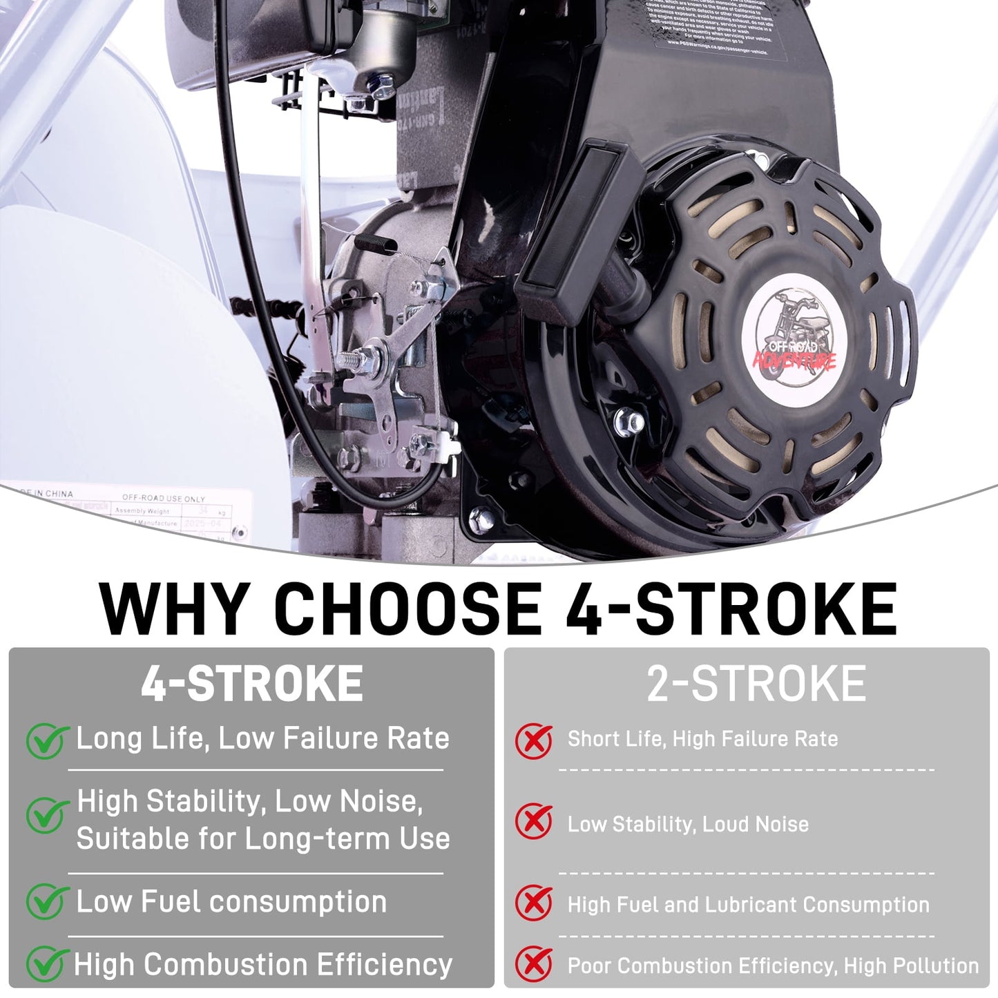Aoemoe 99CC MB001 Gasoline Mini Dirt Bike,4-Stroke 18MPH Off Road Motorcycle, Weight Support Up to 165 LBS - White