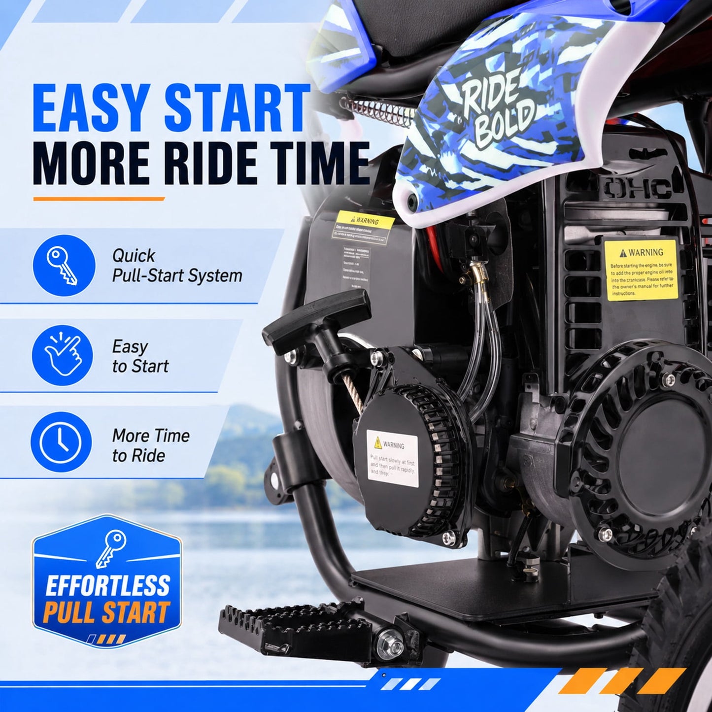QEASET 39CC Dirt Bike, Mini Bike 4-Stroke Gas Powered off Road with Max Speed 20MPH, Pull Start