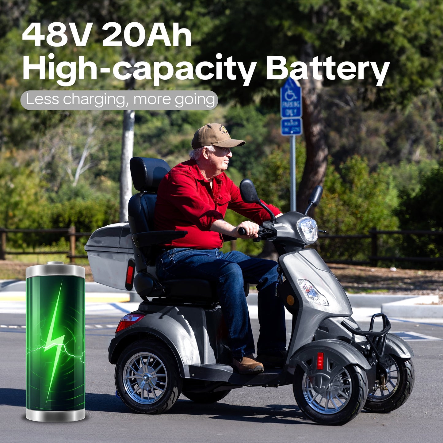 Arshin Heavy Duty 4 Wheel Mobility Scooters for Seniors & Adults 500lbs Capacity,800W All Terrain Electric Recreational Scooter