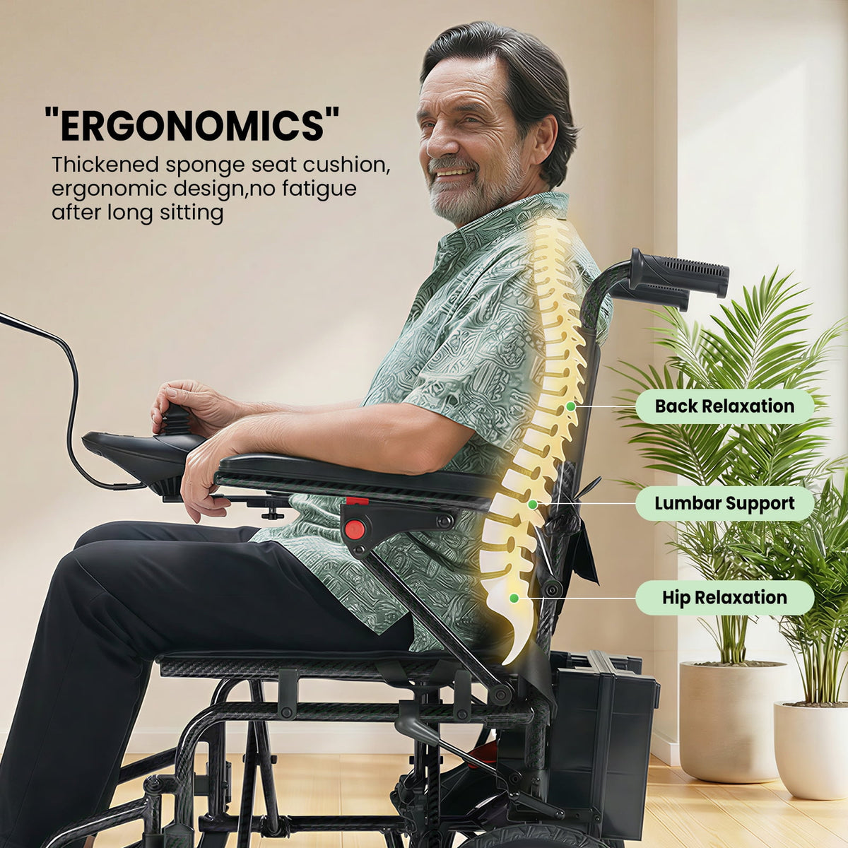 Ostrina Electric Wheelchair,20+ Miles Lightweight Foldable,Black