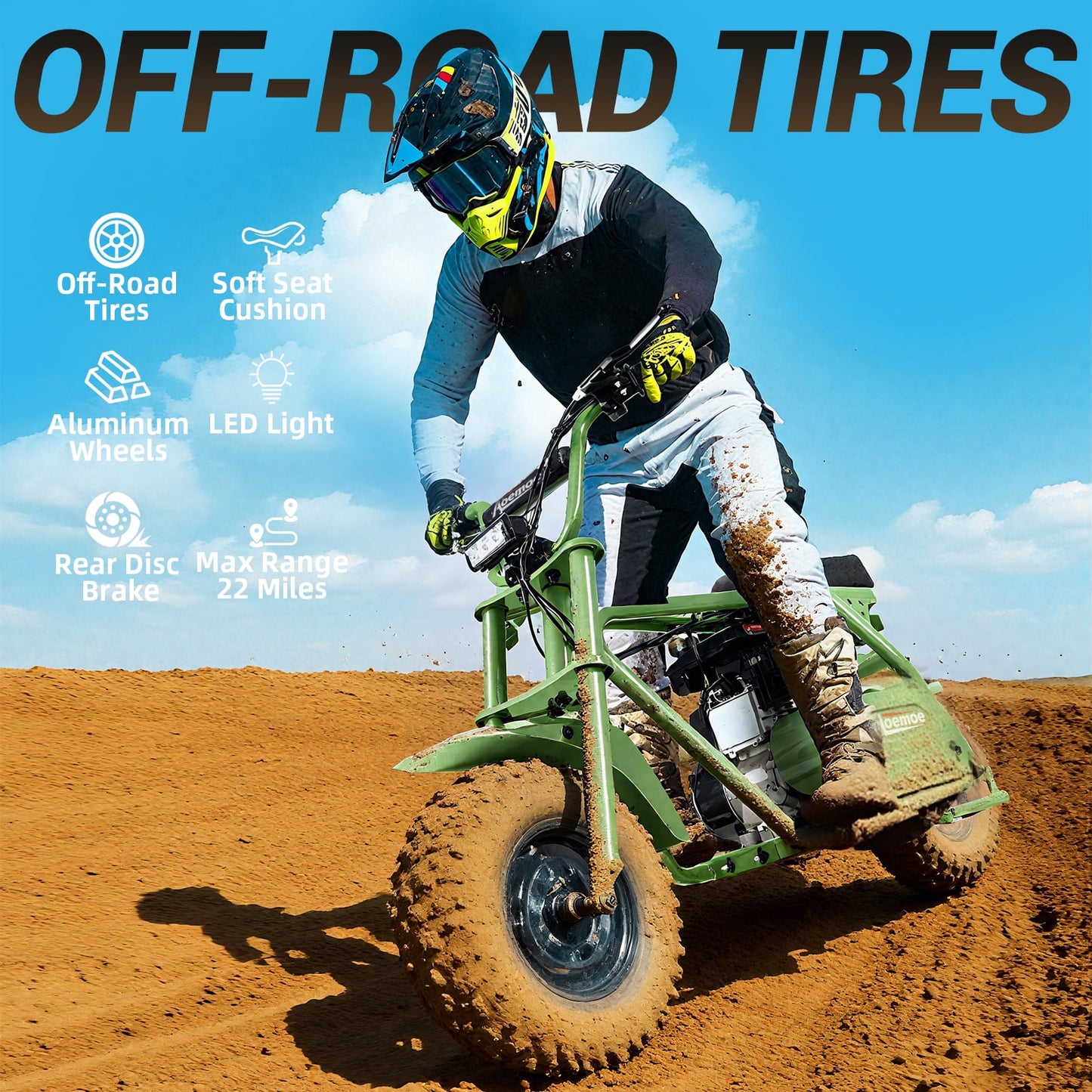 Mini Bike, Gas Dirt Bike, Minibike, Gas Powered Mini Bikes for Adults, 99cc-4 Stroke Pit Bikes with Led, Dirtbike Max Load 200 Lbs, Speed 34.5 KM/H, Perfect Gift