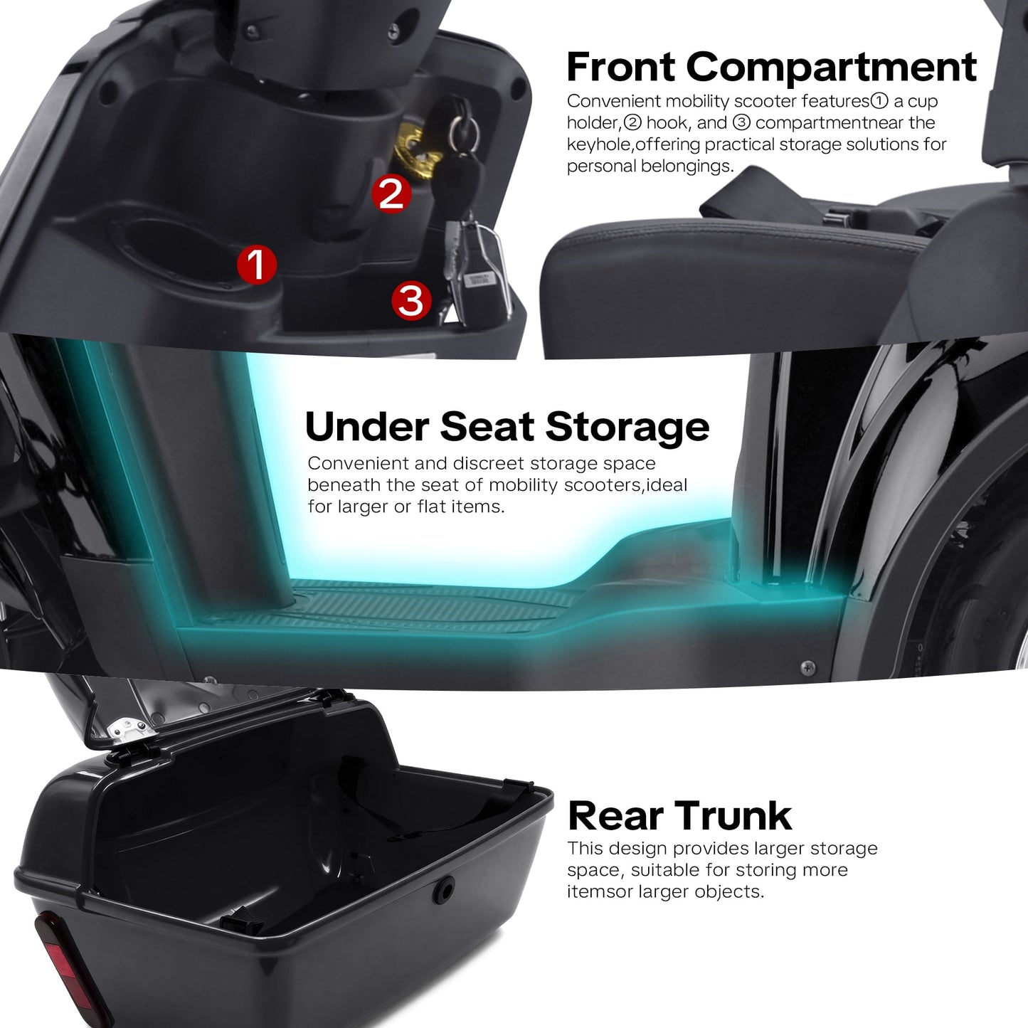 Upgrade Heavy Duty 4 Wheel Mobility Scooters for Seniors & Adults 500lbs Capacity,Arshin 800W All Terrain Fast Mobility Scooter for Travel,Electric Powered Chair,25 Miles Rang,Remote Key(Black)