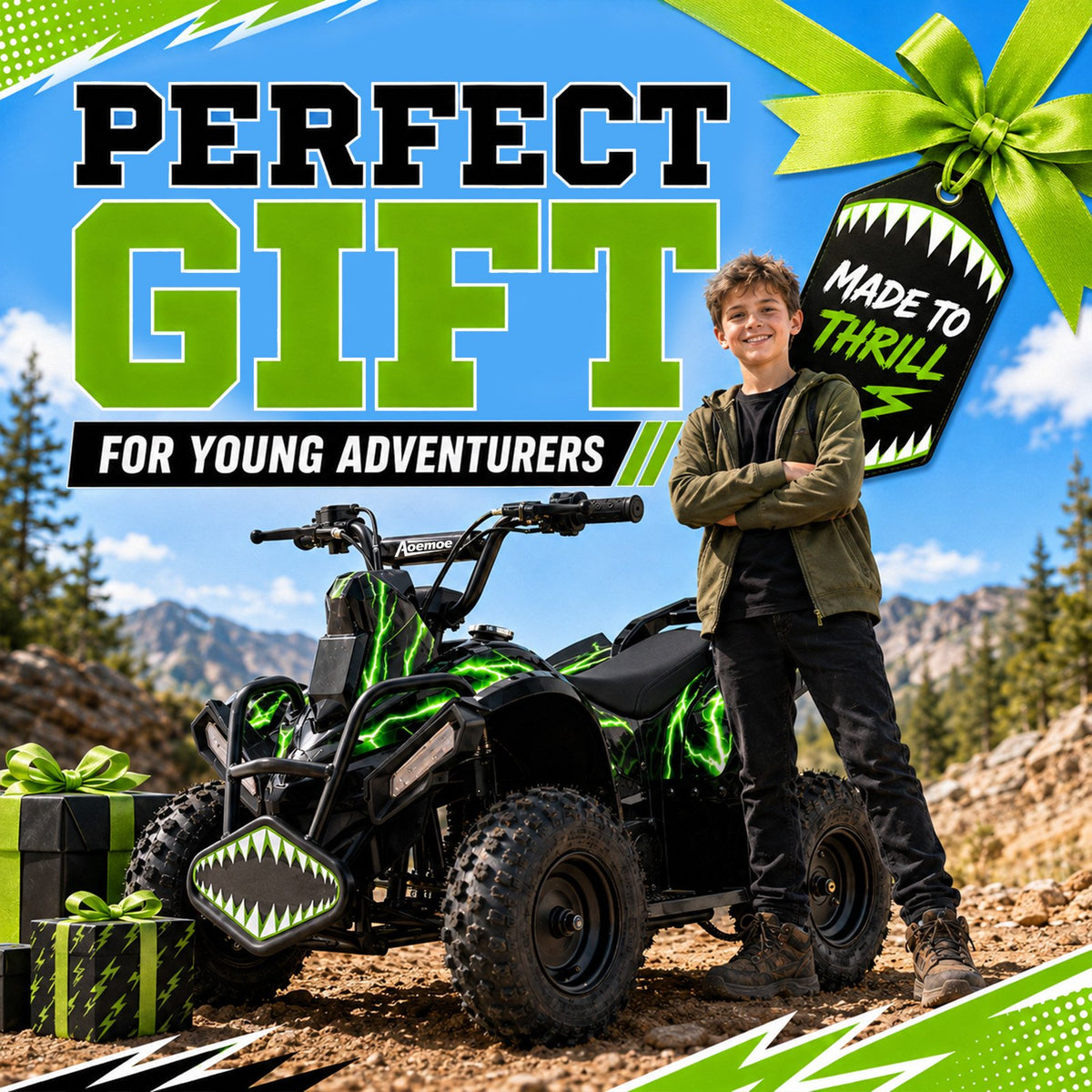 40cc Teen Gas ATV, Gas Powered 4 Wheeler for Teens 13+, 4-Stroke Beginner ATV, Up to 15 MPH, Adjustable Speed, Safety Switches, Front & Rear Brakes - Green
