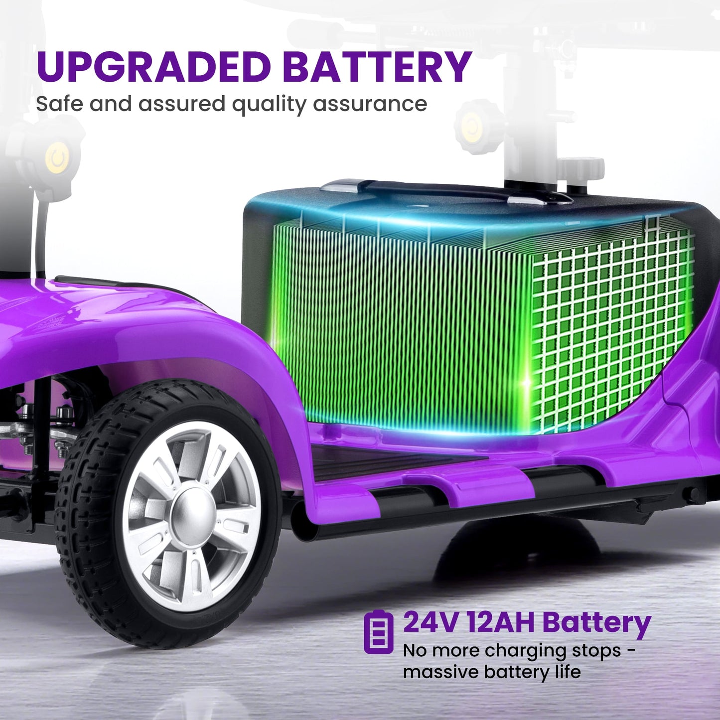 Arshin Mobility Scooter,4 Wheel Mobility Scooter for Adults,Senior, Electric Powered Chargeable Device for Travel，Purple