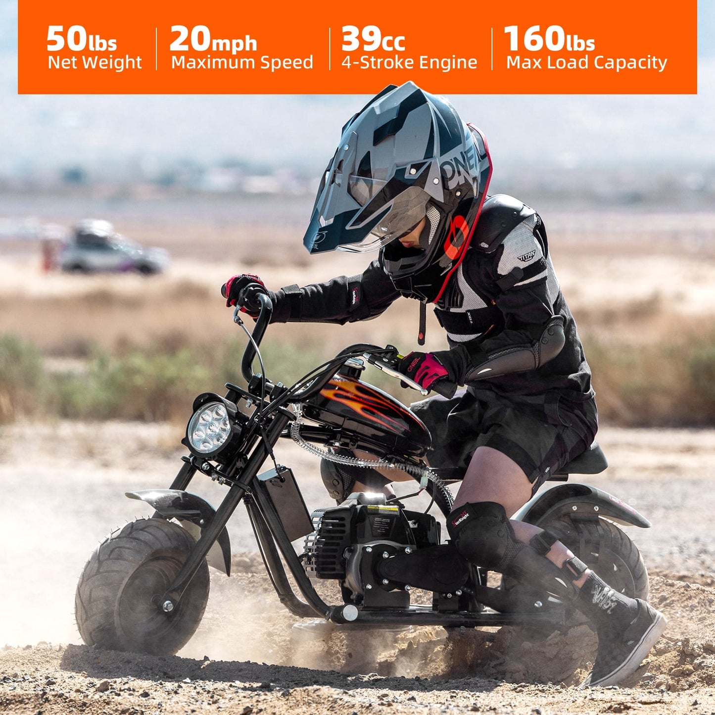 Arshin Gas Dirt Bike,20 MPH Mini Pit Bike with Off-Road Tires & Disc Brakes,Soft Spring Seat,160 Lbs Max Load(Black)