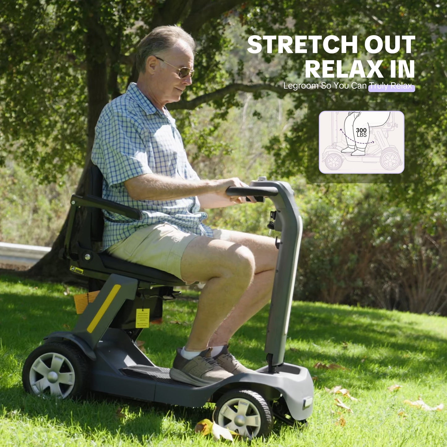 Ultra Lightweight 88lbs Mobility Scooter for Seniors,Arshin Foldable Electric Wheelchair,15 Miles Lithium Battery,300lbs Strong Device for Travel,Legroom for Big & Tall,Silver