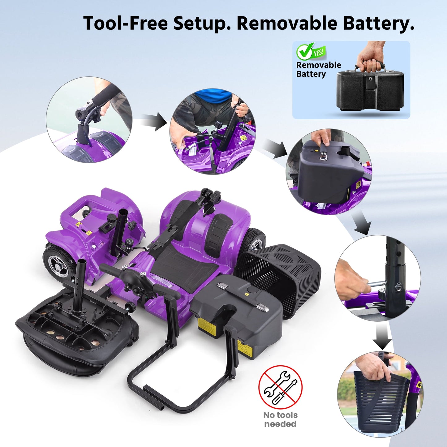 Aoemoe 4 wheeled Elderly Mobility Scooters are Suitable for the Elderly&Adult, Perfect Father's Day Gift for Dad with Speed Control Switch & Adjustable Armrests, Blue