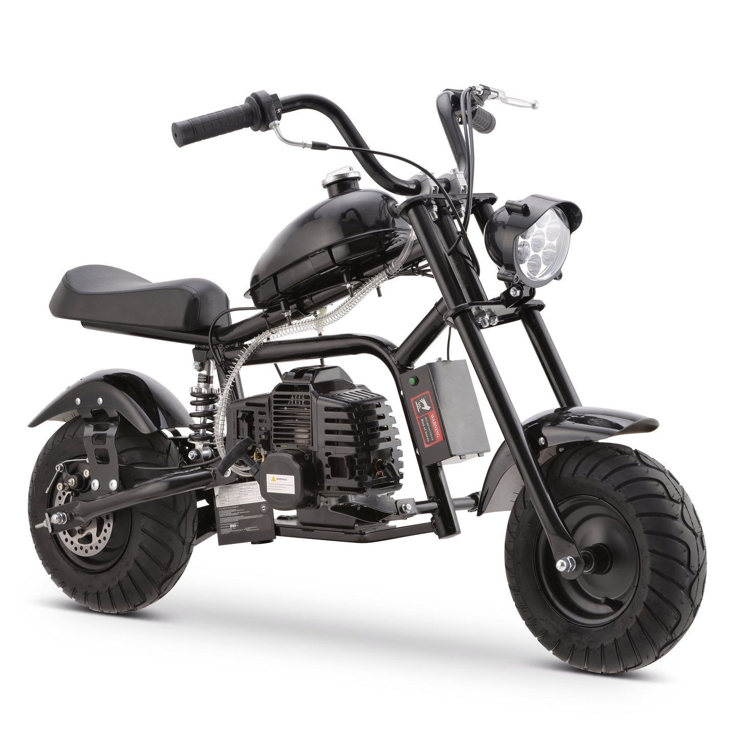 Aoemoe 49cc Gas Mini Chopper for Teens & Adults, Dirt Bike with Headlight, Rear Shock, Disc Brakes, 20MPH, Black
