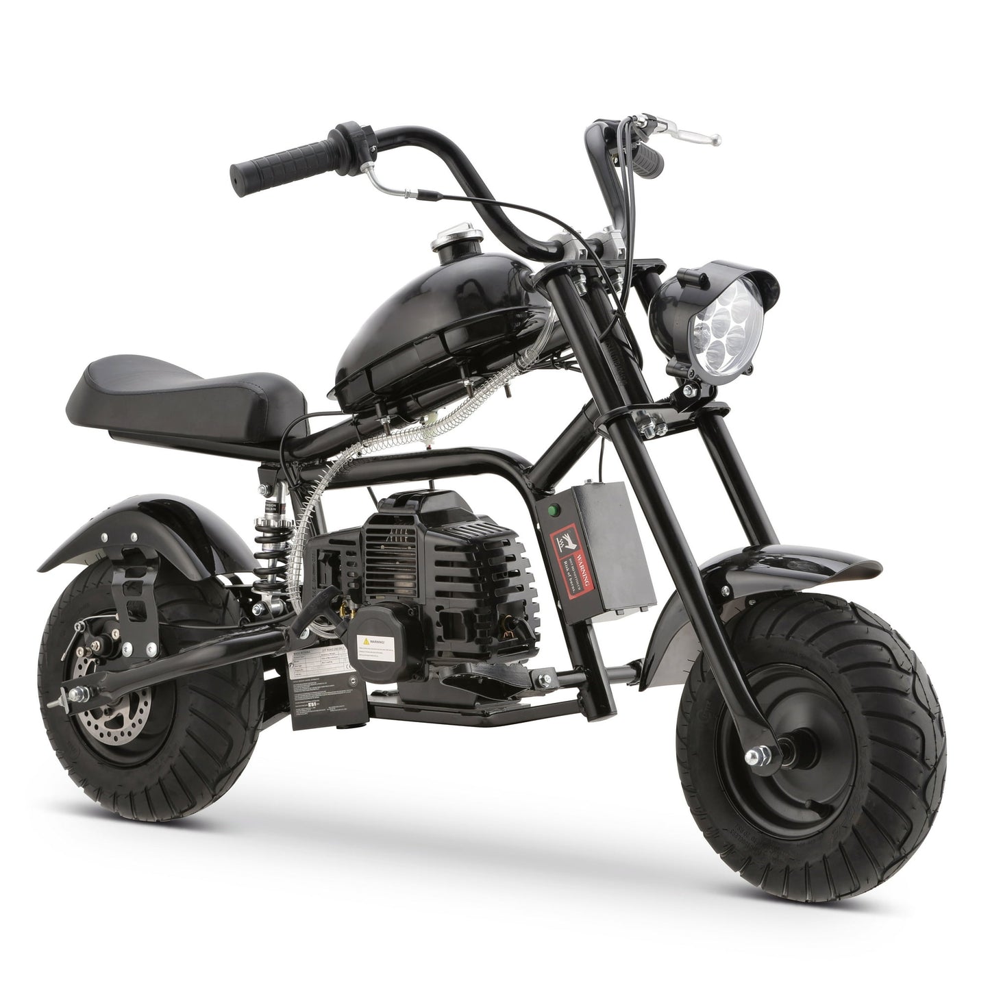 Aoemoe 49cc Gas Mini Chopper for Teens & Adults, Dirt Bike with Headlight, Rear Shock, Disc Brakes, 20MPH, Black