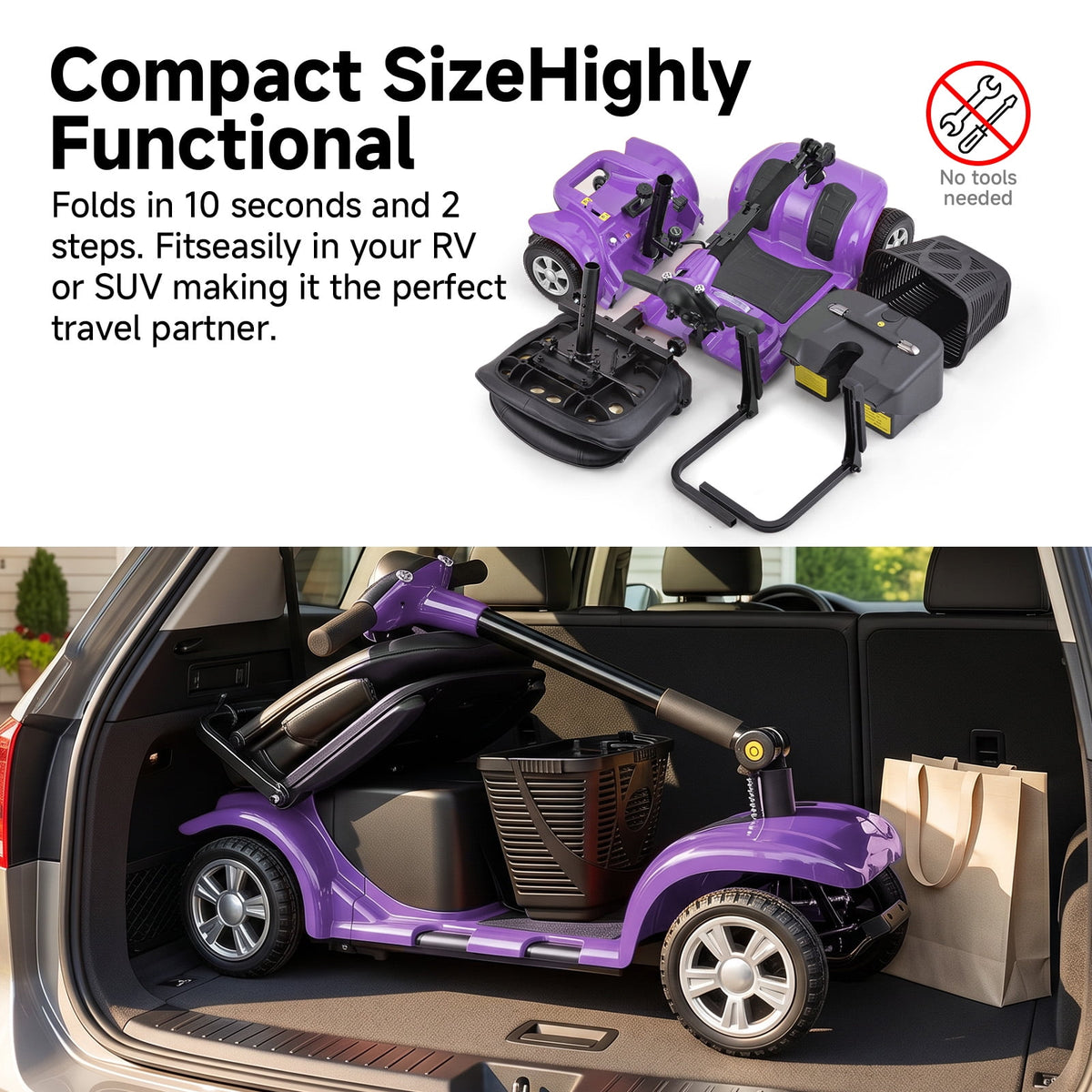 Ostrina Mobility Scooter for Seniors,300lbs Powered Wheelchair,Purple