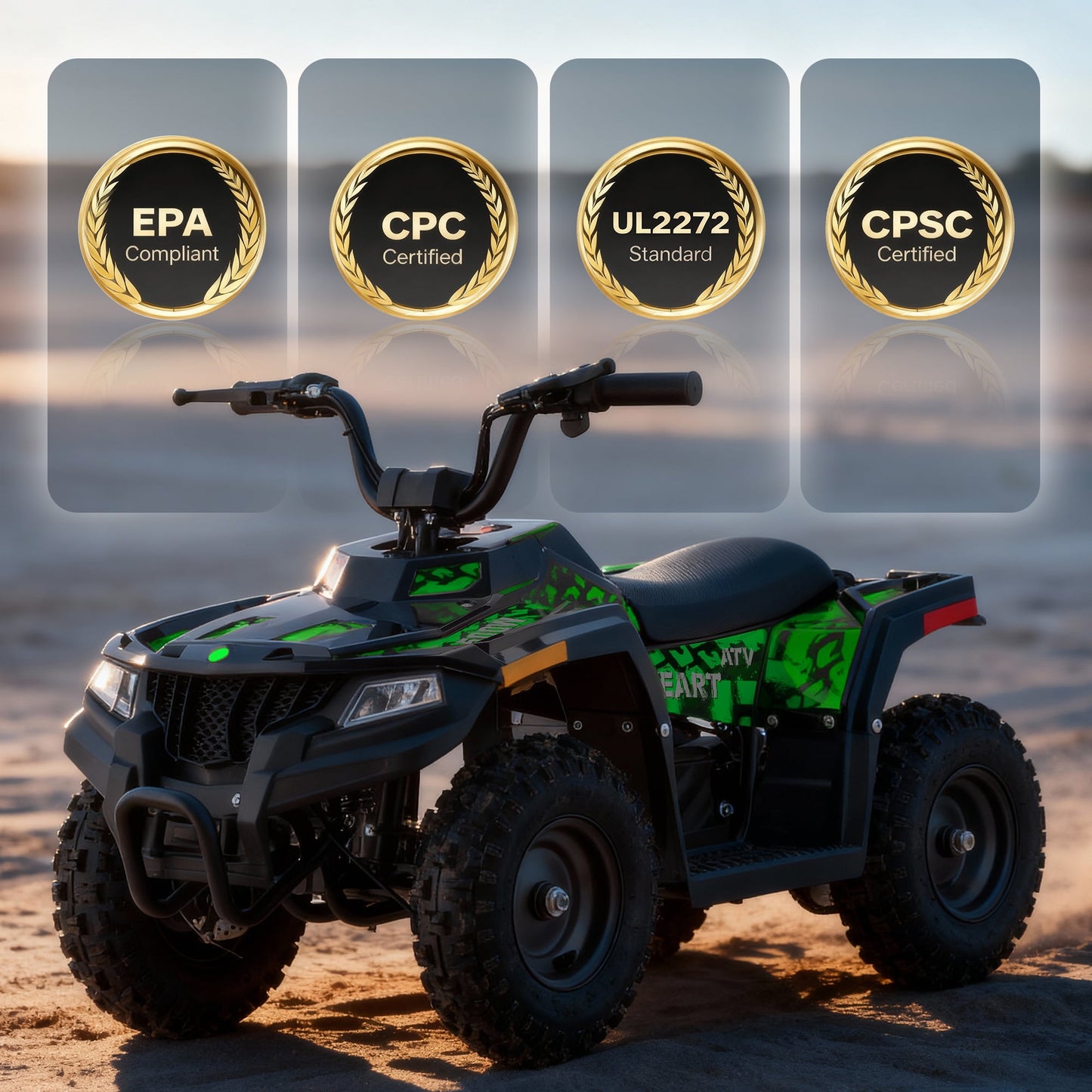 Electric Four Wheeler 36V 500W Brushless Motor,IVFJFV All Terrain Electric 4-Wheel Off-road Ride Car,Dual Speed 10 to 15MPH,Outdoor Adventure Vehicle with Stable Chassis,BLUE,36V 12Ah