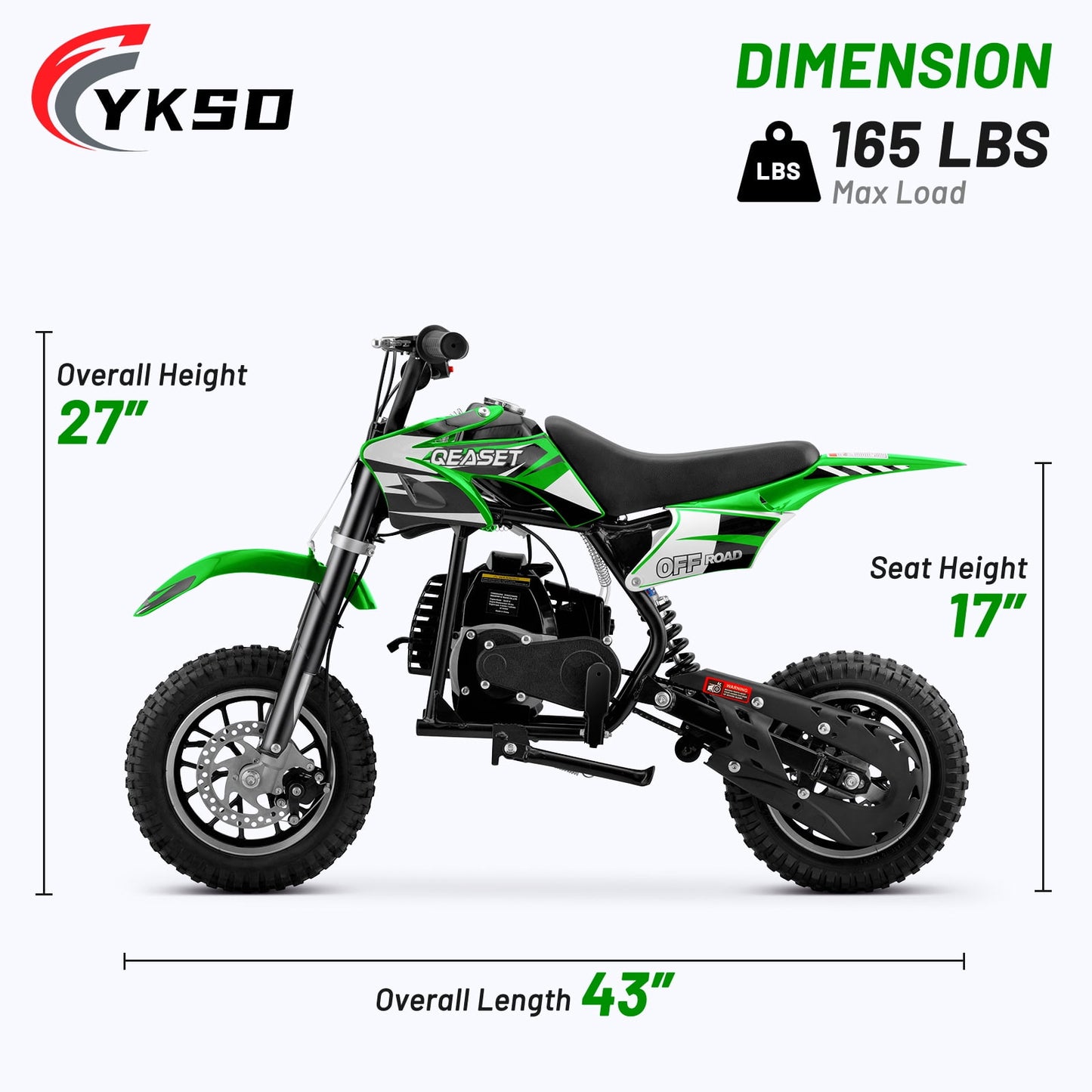 QEASET 49CC Dirt Bike, Gas Powered Mini Bike,Green