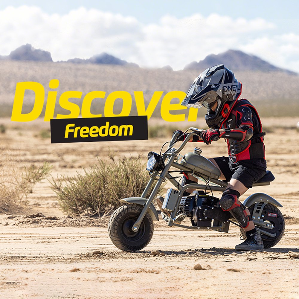 QEASET 49CC 2-Stroke Mini Bike,Gas Powered Dirt Bike,Off-Road Trail, with Big Headlight,Holiday Gifts
