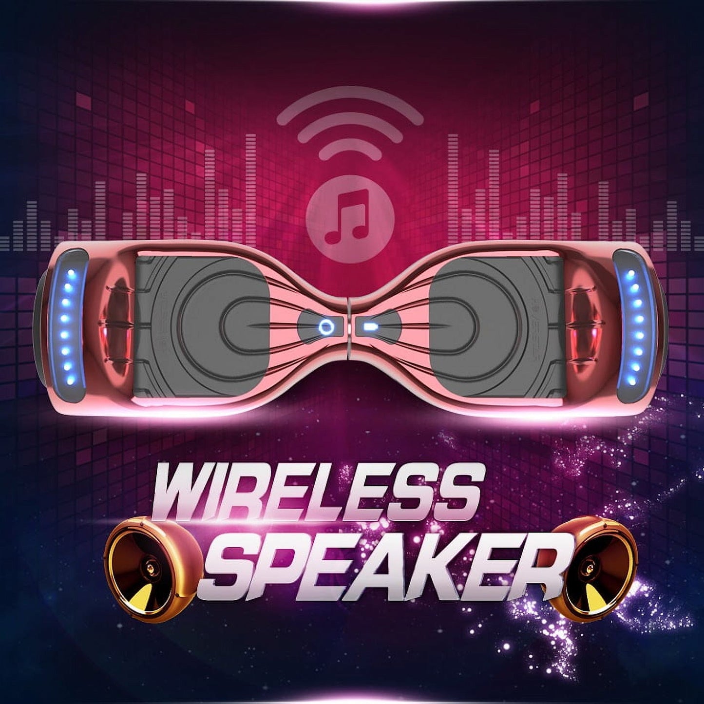 Flash Wheel Hoverboard 6.5" Bluetooth Speaker with LED Light Self Balancing Wheel Electric Scooter, Chrome Red
