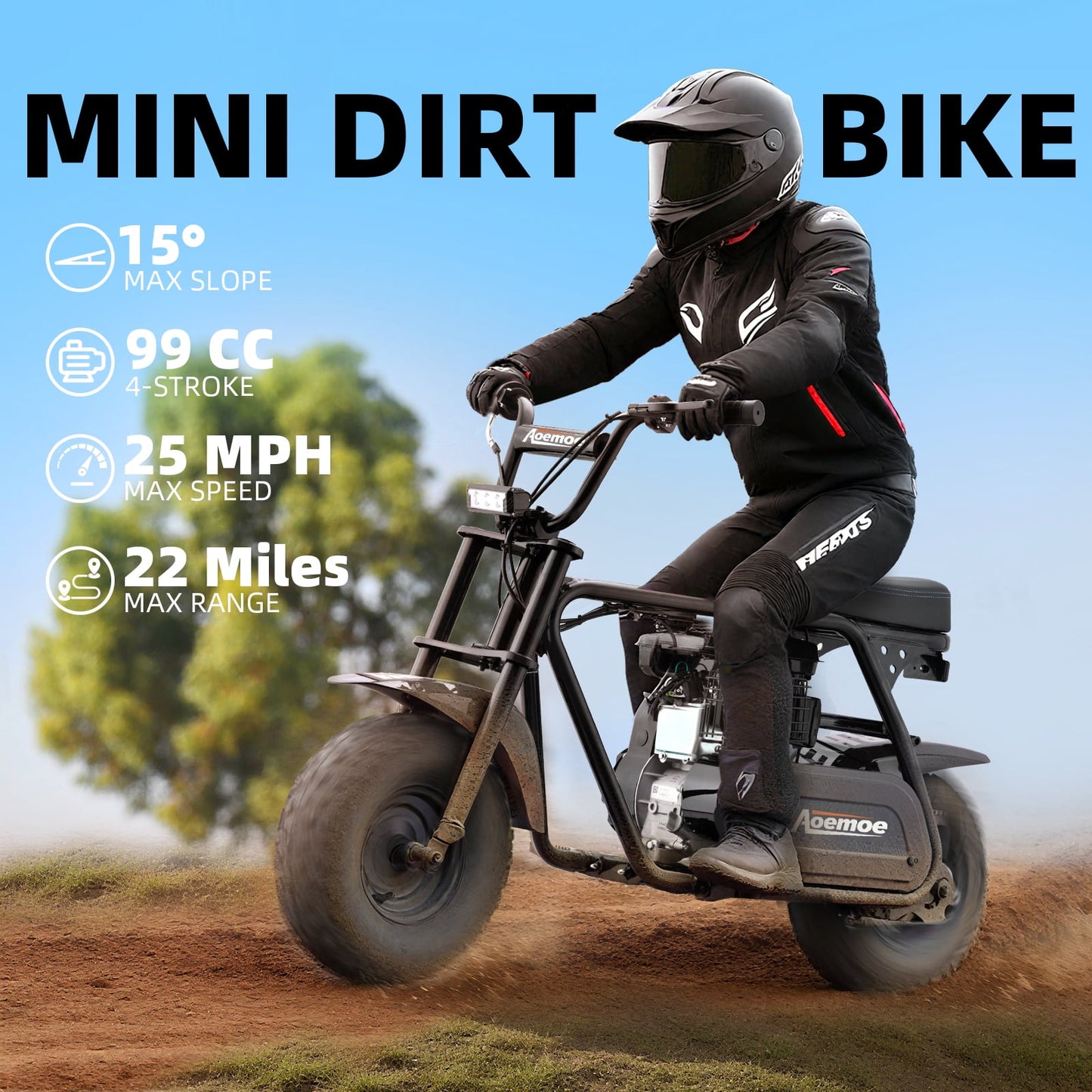 MOSTA Mini Bike, Gas Dirt Bike, Minibike, Gas Powered Mini Bikes for Adults, 99cc-4 Stroke Pit Bikes with Led, Dirtbike Max Load 200 Lbs, Speed 34.5 KM/H, Perfect Gift