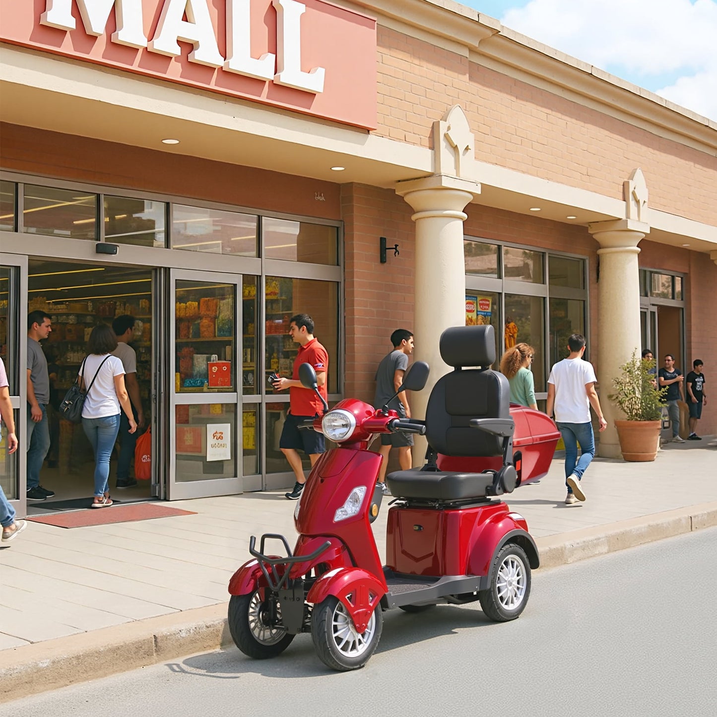 Upgrade Heavy Duty 4 Wheel Mobility Scooters for Seniors & Adults 500lbs Capacity,Arshin 800W All Terrain Fast Mobility Scooter for Travel,Electric Powered Chair,25 Miles Rang,Remote Key(Red)
