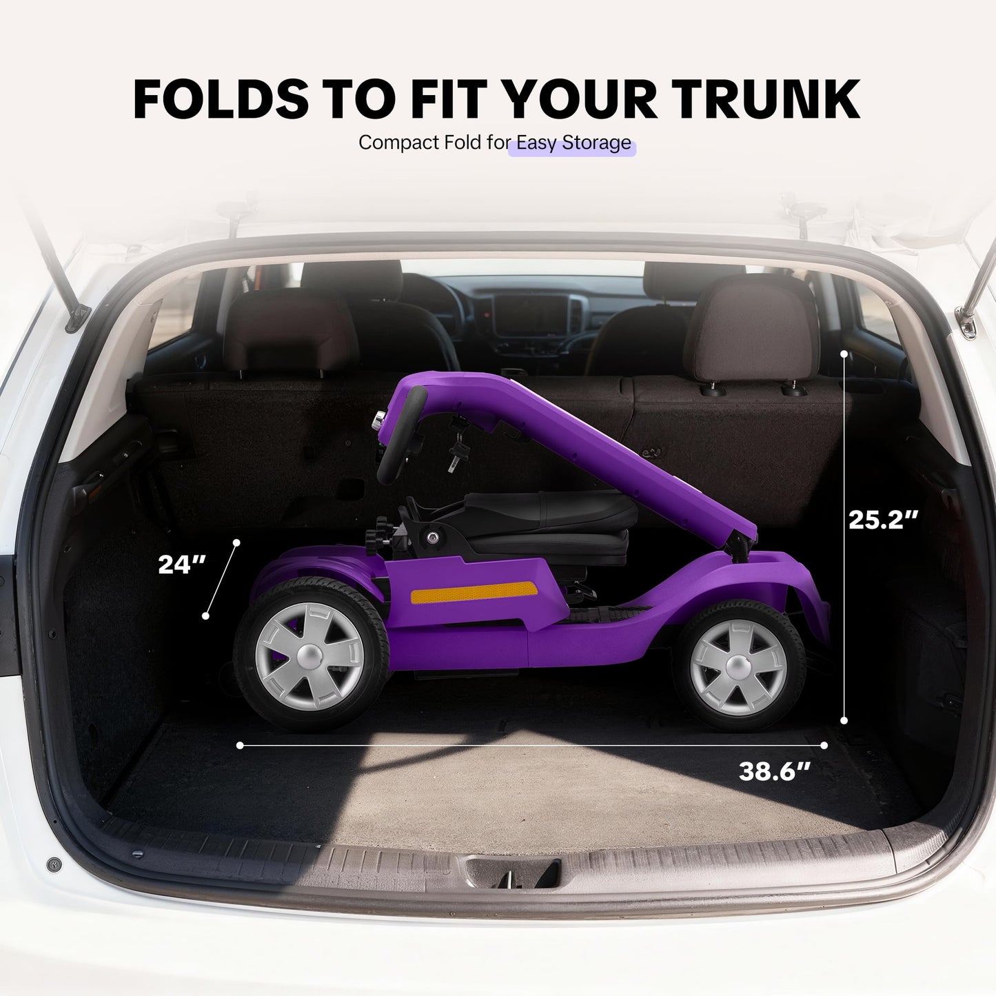 Upgrade Heavy Duty Mobility Scooter for Seniors-Electric Powered Wheelchair,Trunk-Friendly! Best Gift for Mom & Dad,Supports 300 lbs(Purple)