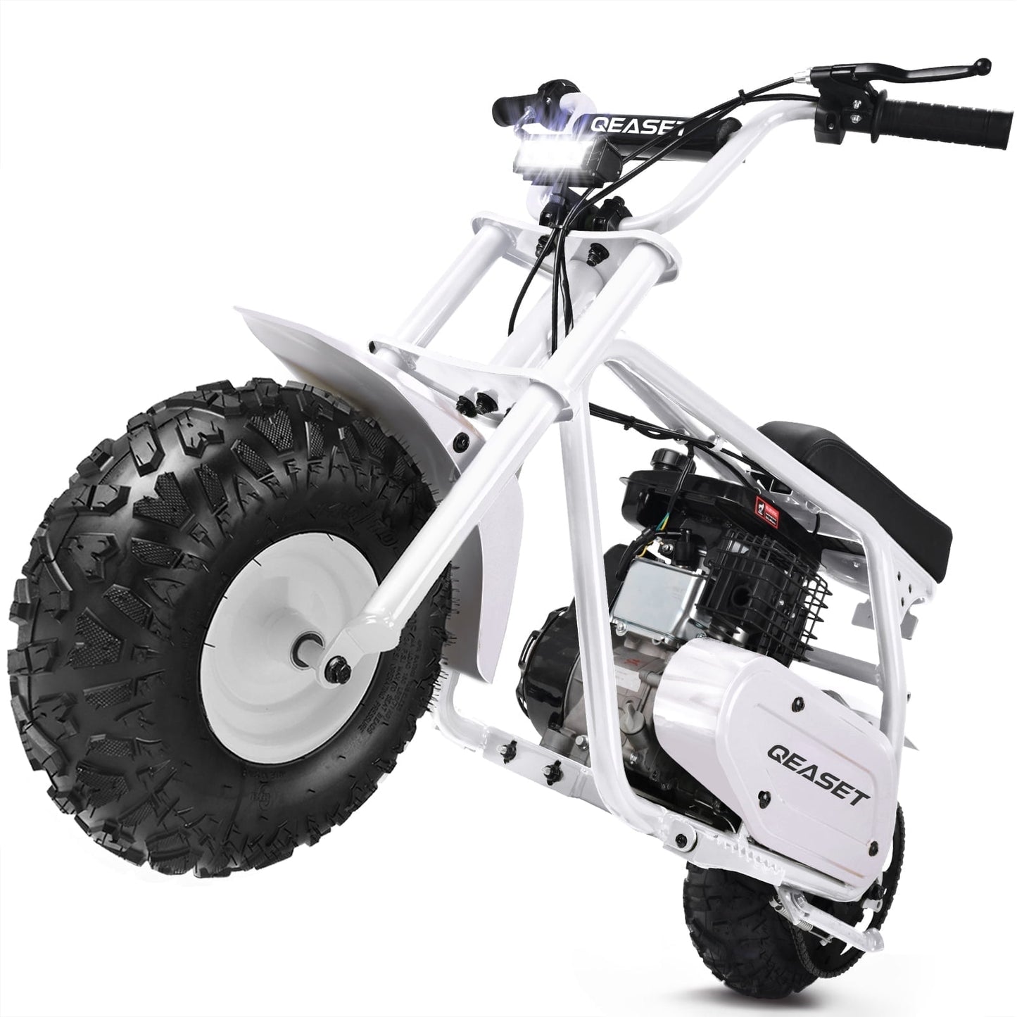 QEASET 99cc Dirt Bike, Gas Powered, 4-Stroke with LED Headlight, 25MPH Minibike Trail Bike, Pull Start, Poucket Bike for Teenager and Adult, Summer Gift