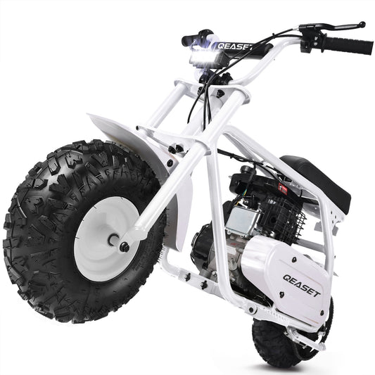 QEASET 99cc Dirt Bike, Gas Powered, 4-Stroke with LED Headlight, 25MPH Minibike Trail Bike, Pull Start, Poucket Bike for Teenager and Adult, Summer Gift