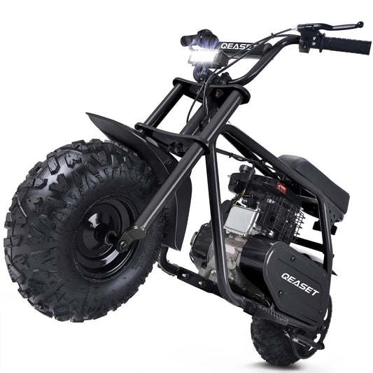 QEASET 99cc Dirt Bike, Gas Powered, 4-Stroke with LED Headlight, 25MPH Minibike Trail Bike, Pull Start, Poucket Bike for Teenager and Adult, Summer Gift