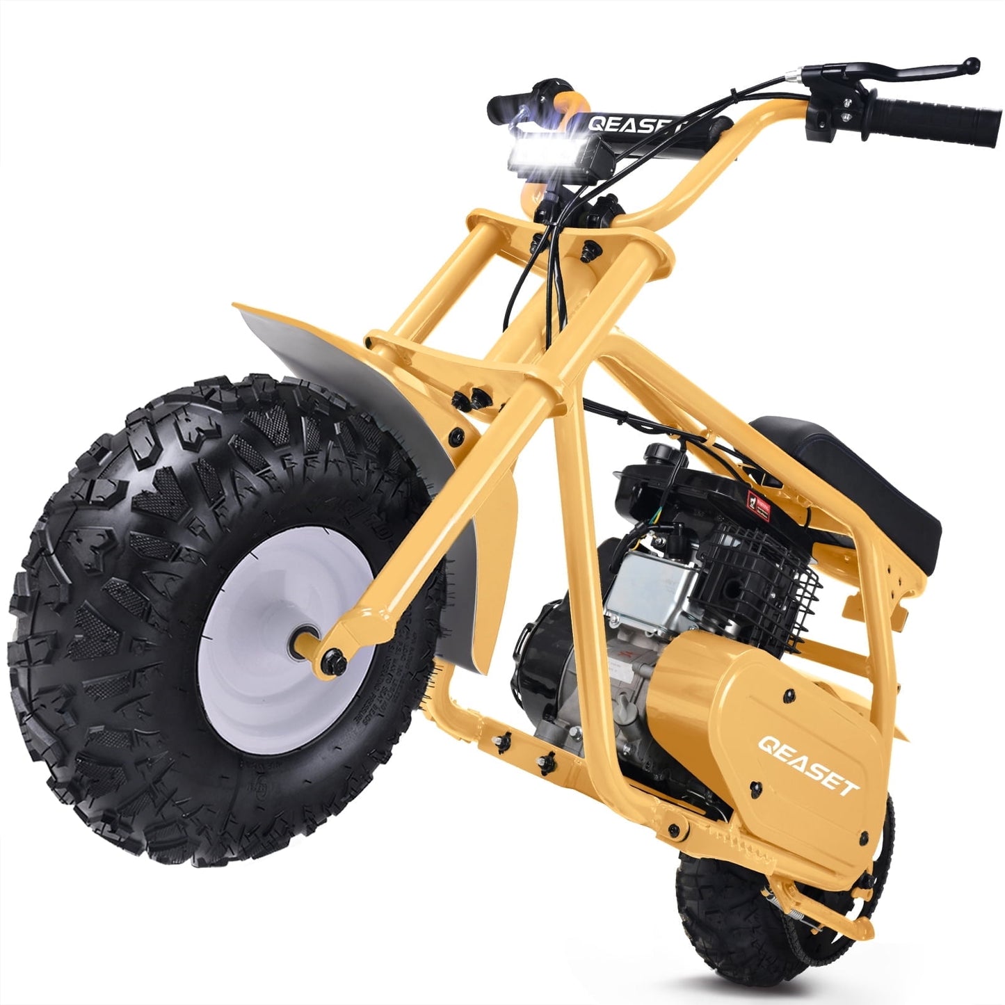 QEASET 99cc Dirt Bike, Gas Powered, 4-Stroke with LED Headlight, 25MPH Minibike Trail Bike, Pull Start, Poucket Bike for Teenager and Adult, Summer Gift
