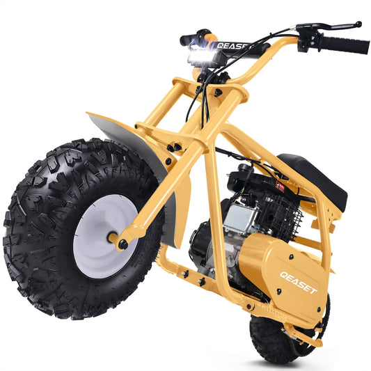 QEASET 99cc Dirt Bike, Gas Powered, 4-Stroke with LED Headlight, 25MPH Minibike Trail Bike, Pull Start, Poucket Bike for Teenager and Adult, Summer Gift