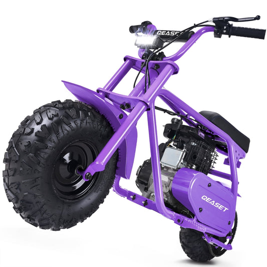 QEASET 99cc Dirt Bike, Gas Powered, 4-Stroke with LED Headlight, 25MPH Minibike Trail Bike, Pull Start, Poucket Bike for Teenager and Adult, Summer Gift