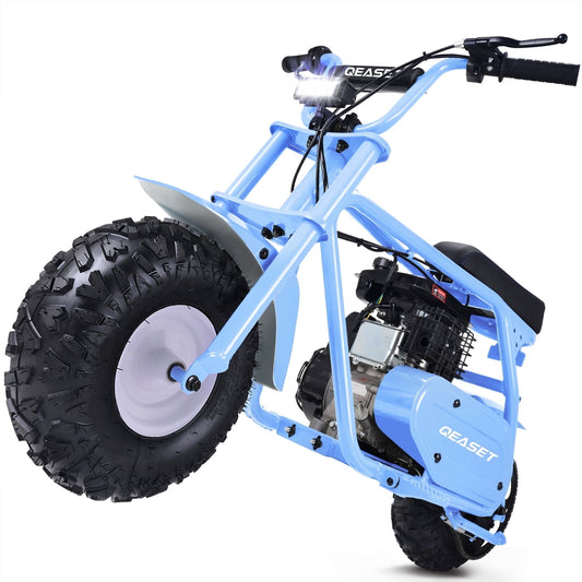 QEASET 99cc Dirt Bike, Gas Powered, 4-Stroke with LED Headlight, 25MPH Minibike Trail Bike, Pull Start, Poucket Bike for Teenager and Adult, Summer Gift