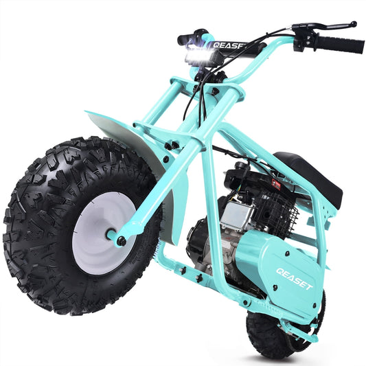 QEASET 99cc Dirt Bike, Gas Powered, 4-Stroke with LED Headlight, 25MPH Minibike Trail Bike, Pull Start, Poucket Bike for Teenager and Adult, Summer Gift